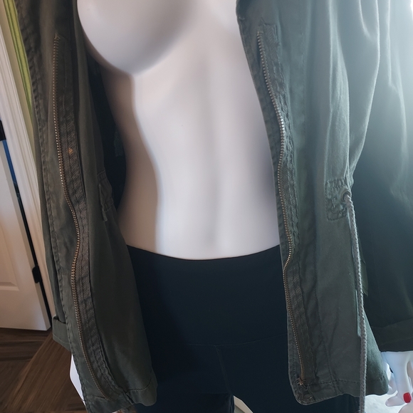 Dolled Up Olive Utility Jacket with Studded Accents - Picture 9 of 11